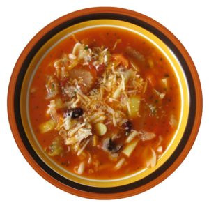 a bowl of minestrone soup