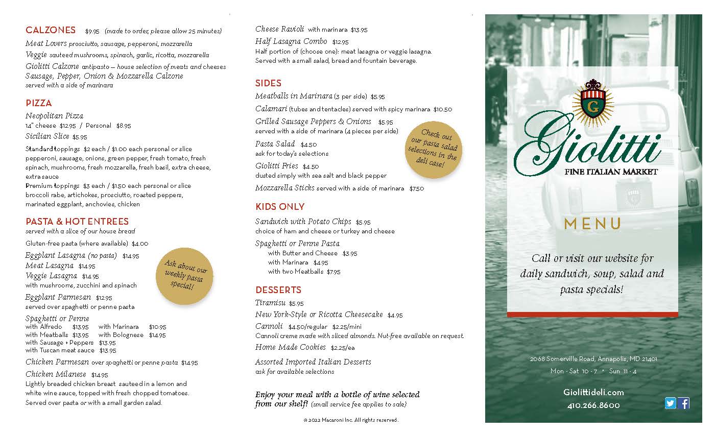 Take out Menu
